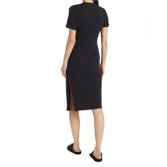 Monrow Supersoft Minimalist Casual Front-Twist Dress Black Stretch XS - Picture 9 of 9